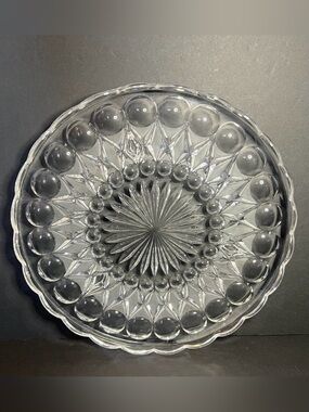 Vintage German Bleikristall PbO Crystal Glass Round Cake Plate Platter Tray 12"